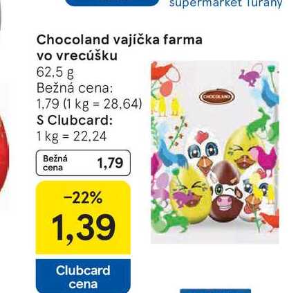 Chocoland vajíčka farma vo vrecúšku 62,5 g