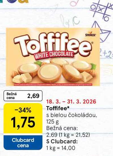 Toffifee s bielou čokoládou, 125 g