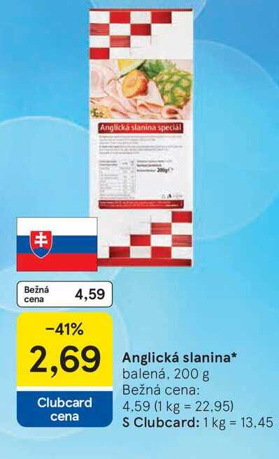 Anglická slanina balená, 200 g 