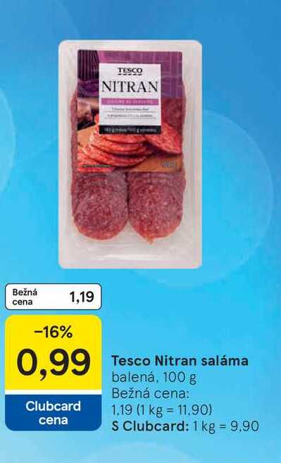 Tesco Nitran saláma balená, 100 g