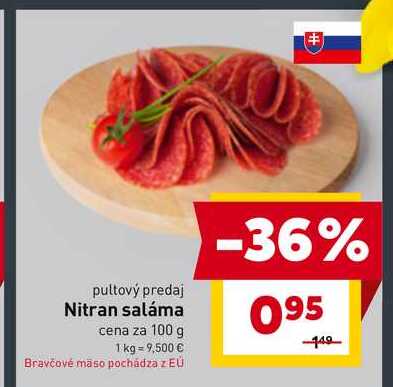 Nitran saláma cena za 100 g