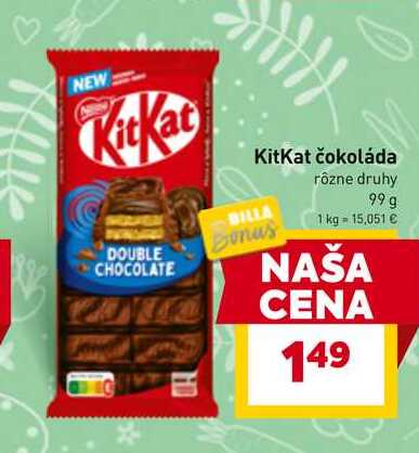 KitKat čokoláda rôzne druhy 99g