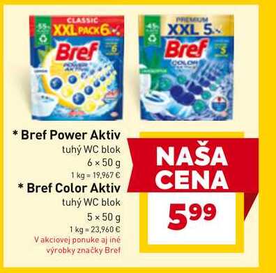 Bref Color Aktiv tuhý WC blok 5 x 50 g