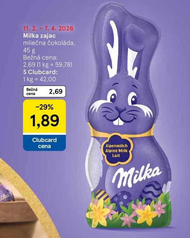 Milka zajac mliečna čokoláda 45 g