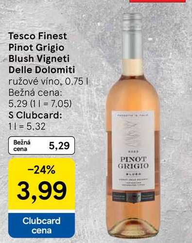 Tesco Finest Pinot Grigio Blush Vigneti Delle Dolomiti ružové víno, 0.75l