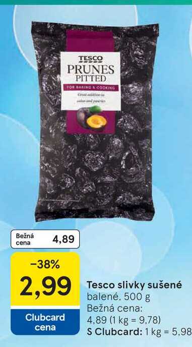 Tesco slivky sušené balené, 500 g