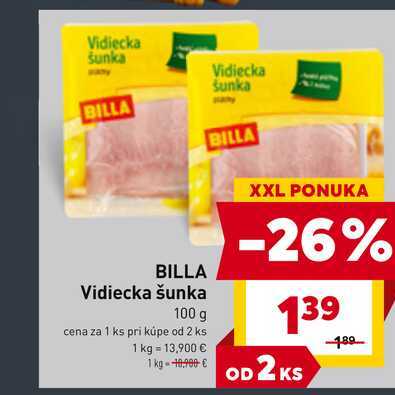 BILLA Vidiecka šunka 100 g