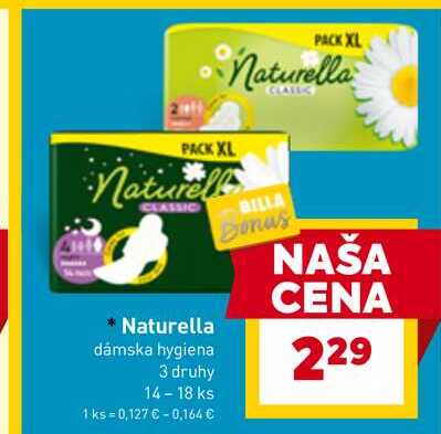 Naturella dámska hygiena 3 druhy 14-18 ks 