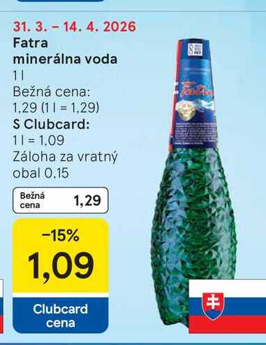 Fatra - minerálna voda 1l v akcii