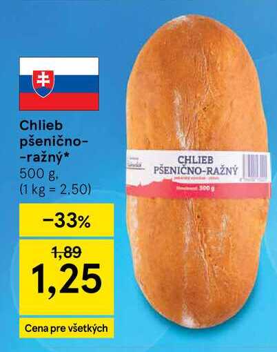 Chlieb pšenično-ražný 500 g v akcii