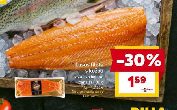 Losos fileta s kožou vákuovo balená cena za 100 g