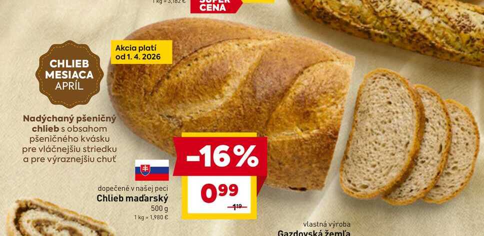 Chlieb maďarský 500 g  v akcii