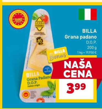 BILLA Grana padano D.O.P. 200 g 