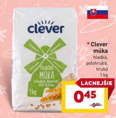 Clever múka hladká, polohrubá, hrubá 1 kg 
