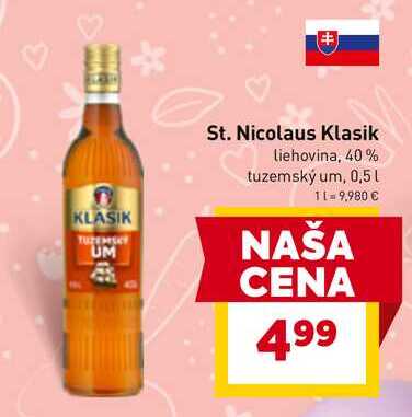 St. Nicolaus Klasik liehovina, 40% tuzemský rum, 0,5l v akcii