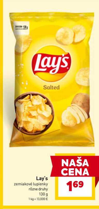Lay's zemiakové lupienky rôzne druhy 130 g