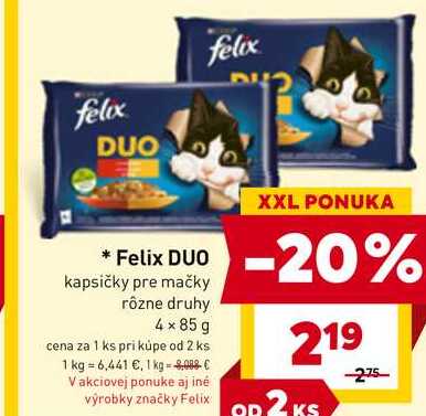 Felix DUO kapsičky pre mačky rôzne druhy 4x85 g