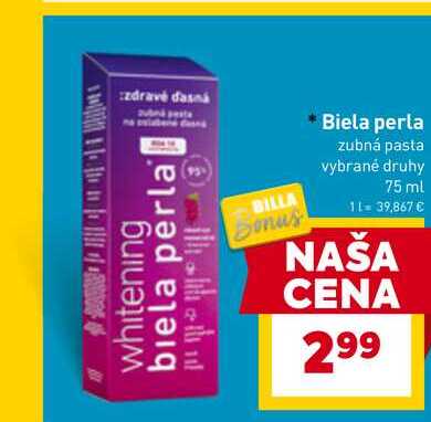 Biela perla zubná pasta vybrané druhy 75 ml 