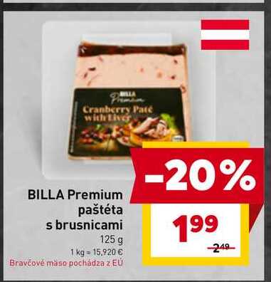 BILLA Premium paštéta s brusnicami 125 g 