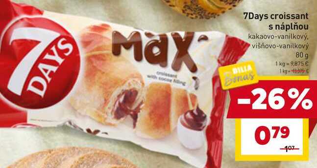 7Days croissant s náplňou kakaovo-vanilkový, višňovo-vanilkový 80 g