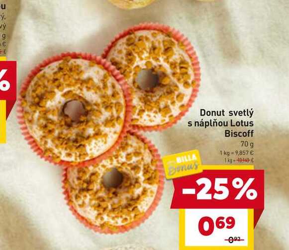 Donut svetlý s náplňou Lotus Biscoff 70 g