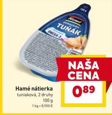Hamé nátierka tuniaková, 2 druhy 100 g 
