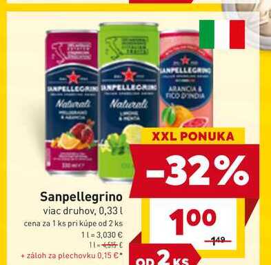 Sanpellegrino viac druhov, 0,33l