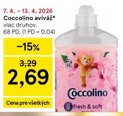 Coccolino aviváž viac druhov, 68 PD