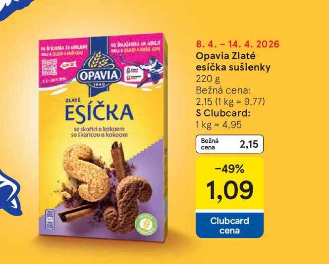 opavia ESÍČKA so škoricou a kakaom 220 g