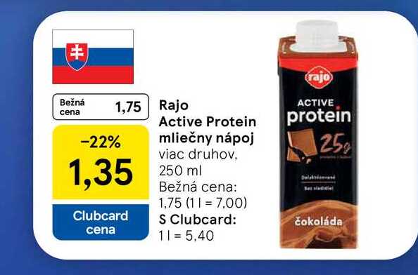 Rajo Active Protein mliečny nápoj viac druhov 250ml