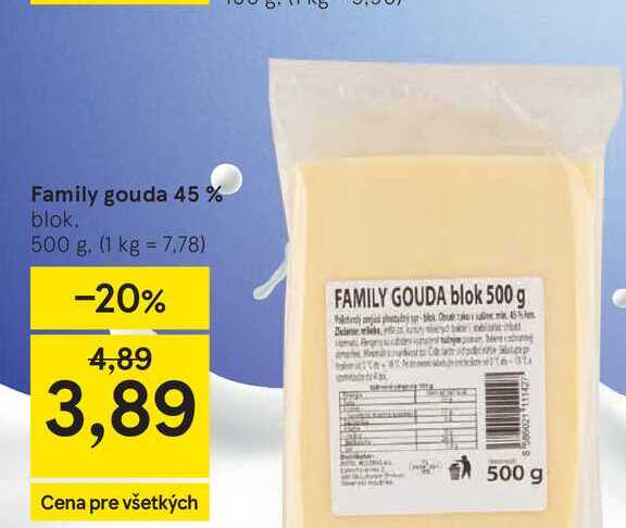 Family gouda 45% blok 500 g