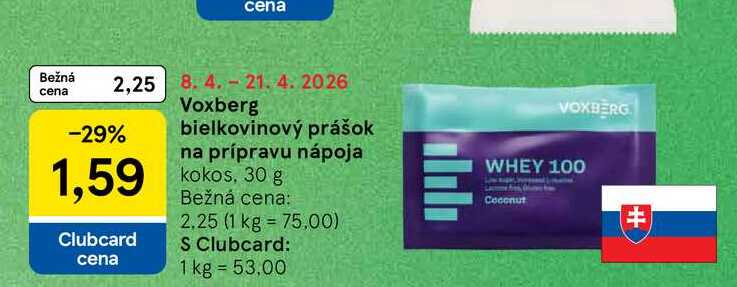 Voxberg bielkovinový prášok na prípravu nápoja kokos, 30 g