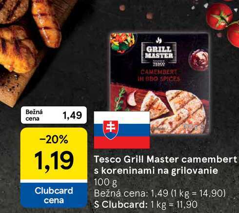 Tesco Grill Master camembert s koreninami na grilovanie 100 g