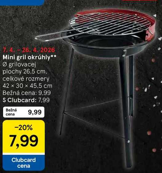 Mini gril okrúhly Ø grilovacej plochy 26,5 cm 