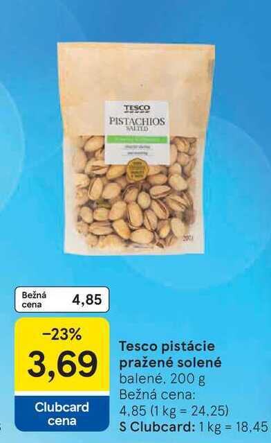 Tesco pistácie pražené solené balené, 200 g