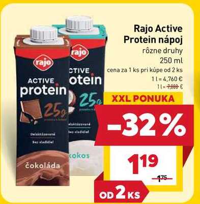 Rajo Active Protein nápoj rôzne druhy 250 ml