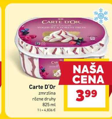 Carte D'Or zmrzlina rôzne druhy 825 ml
