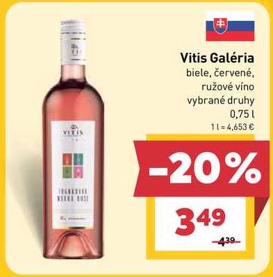 Vitis Galéria biele, červené, ružové víno vybrané druhy 0,75l v akcii