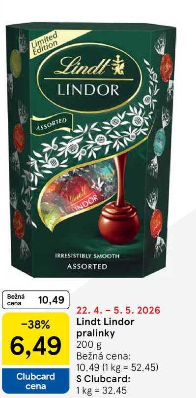 Lindt Lindor pralinky 200 g 