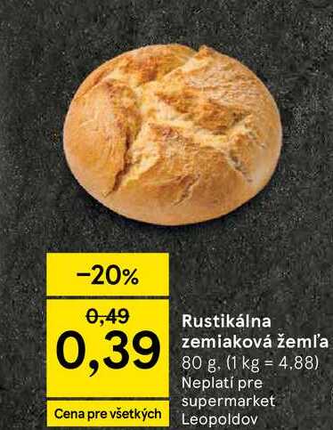 Rustikálna zemiaková žemľ'a 80 g