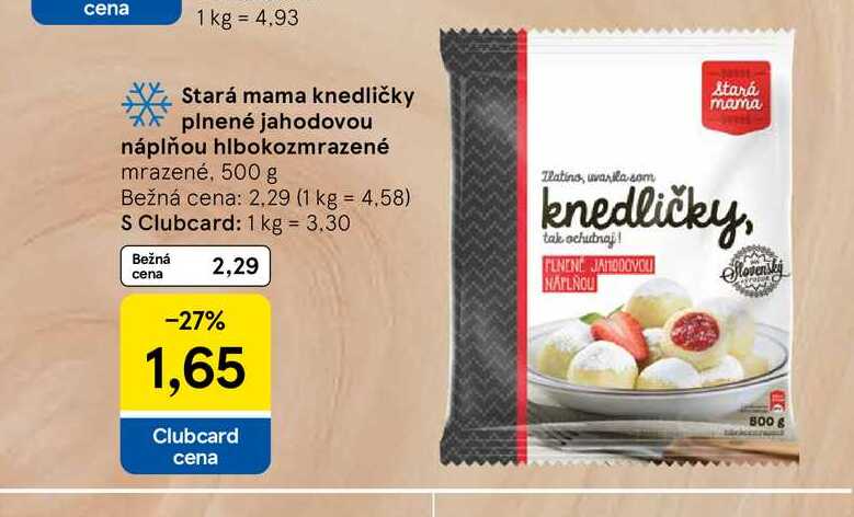 Stará mama knedličky plnené jahodovou náplňou hlbokozmrazené mrazené, 500 g