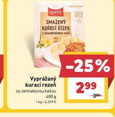 Vyprážaný kurací rezeň so zemiakovou kašou 480 g