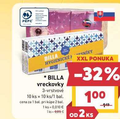 BILLA vreckovky 3-vrstvové 10 ks x 10 ks/1 bal. 