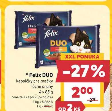 Felix DUO kapsičky pre mačky rôzne druhy 4 x 85 g