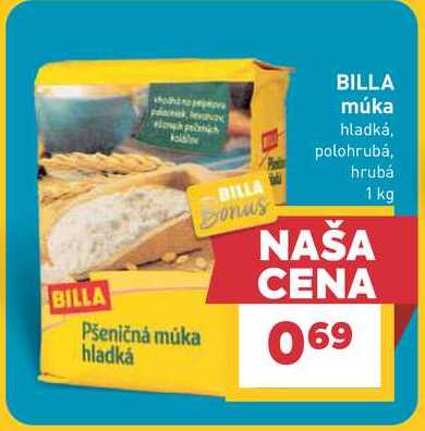 BILLA múka hladká, polohrubá, 1kg