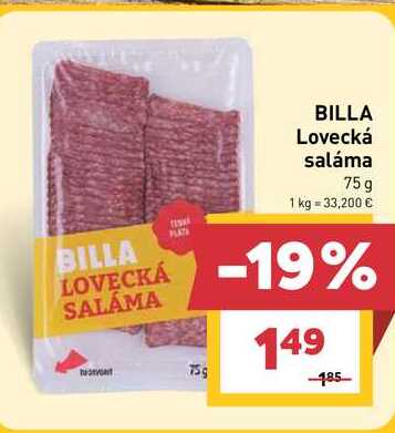 BILLA Lovecká saláma 75 g