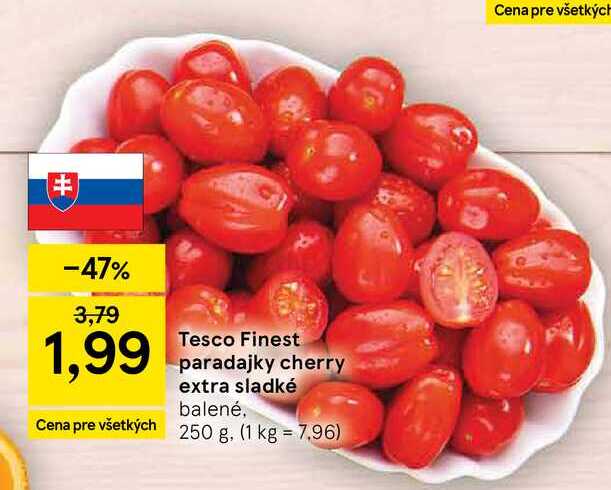 Tesco Finest paradajky cherry extra sladké balené 250g