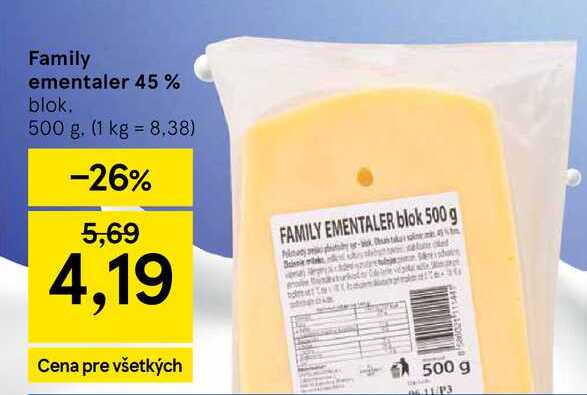 Family ementaler 45 % blok 500 g