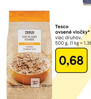 Tesco ovsené vločky viac druhov 500 g