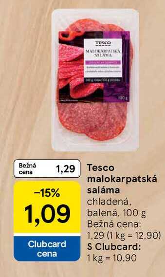 Tesco malokarpatská saláma chladená balená 100 g 